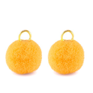 Ciondoli pon pon 10mm con anellino oro-giallo spettro