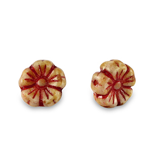 Perline Rep. Ceca fiore 7mm rosso-marrone mandorla