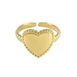 Anelli in acciaio inossidabile cuore oro