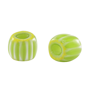 Perline Millefiori tubo verde chiaro