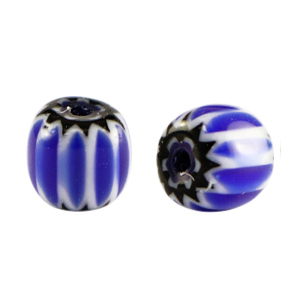Perline Millefiori tubo blu