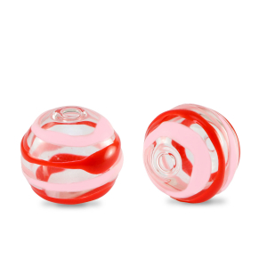 Perline di vetro dipinte a mano 14mm trasparente-rosso rosa