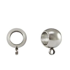 Componenti in acciaio inossidabile 8x5mm perlina con anellino argento argento