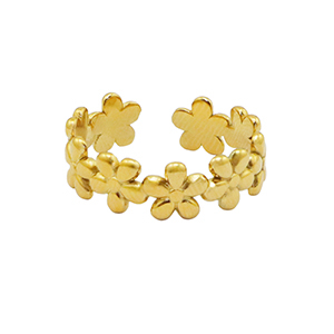 Anelli in acciaio inossidabile fiore oro