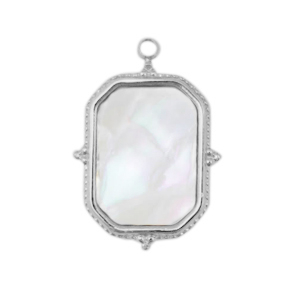 Ciondoli in acciaio inossidabile conchiglia rettangolo argento-bianco (colore naturale)