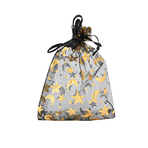 Sacchetti in organza 7x9cm luna e stella nero-oro