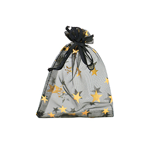 Sacchetti in organza 7x9cm stella nero-oro