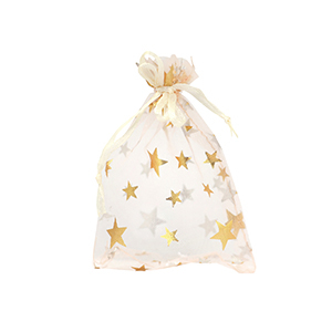 Sacchetti in organza 7x9cm stella albicocca-oro