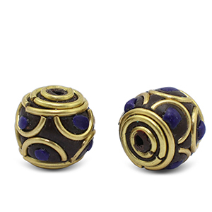 Perline in stile boh&eacute;mien blu reale scuro-oro antico