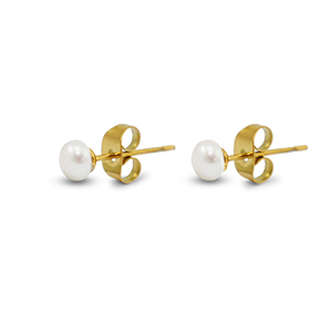 Orecchini in acciaio inossidabile perle 5mm oro-bianco perlato