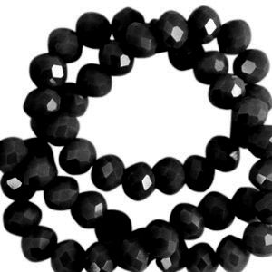 Perline sfaccettate 6x4mm rondella nero