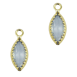 Pendenti di vetro Crystal Glass ovale blu grigio-oro
