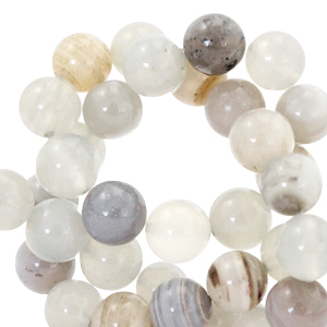 Perline in pietra naturale Calcedonio (Quarzo) e Agata 6mm grigio-beige multicolore opale