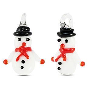 Pendenti di vetro pupazzo di neve bianco-rosso-nero