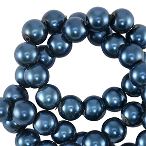 Perline di vetro con effetto perlato 6mm blu scuro