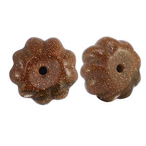Perline in pietra naturale vetro  fiore glitterato marrone cotto
