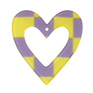 Pendenti in resina cuore viola-verde lime