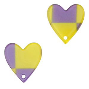 Pendenti in resina cuore viola-verde lime