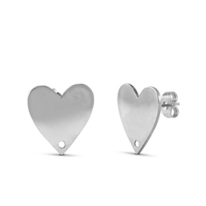 Orecchini in acciaio inossidabile cuore argento