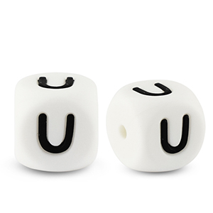 Perline alfabeto in silicone U bianco-nero