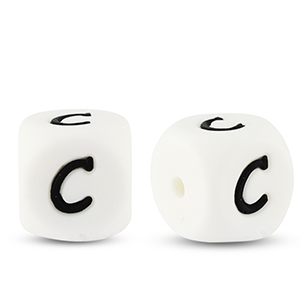 Perline alfabeto in silicone C bianco-nero