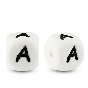 Perline alfabeto in silicone A bianco-nero
