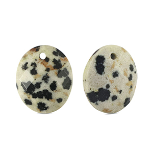 Ciondoli in pietra naturale Dalmata ovale grigio beige-nero