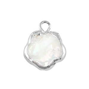 Perle di acqua dolce ciondolo fiore argento-bianco naturale
