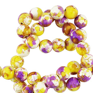 Perline di ceramica 6mm bianco-giallo viola