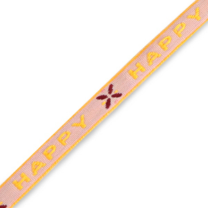 Nastro con testo "happy" rosa-giallo