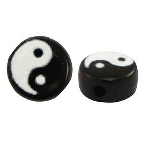Perline alfabeto in acrilico Yin & Yang nero-bianco