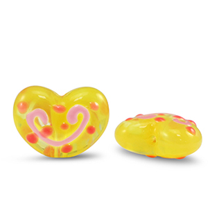 Perline in acrilico cuore giallo-rosa