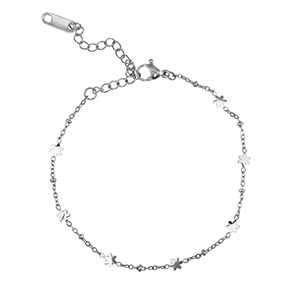 Bracciali in acciaio inossidabile fiore argento