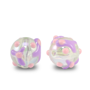 Perline in acrilico punti transparente viola-rosa