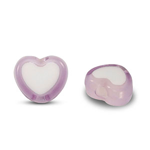 Perline in acrilico cuore lilla