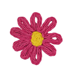 Pendenti in rafia fiore 50mm fucsia