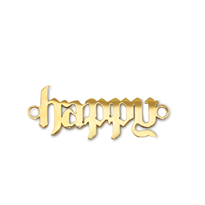Ciondoli in acciaio inossidabile distanziatore ''happy'' oro