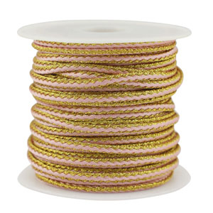 Cordoncino intrecciato alla moda 2.3mm rosa chiaro-oro