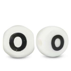Perline alfabeto in ceramica O bianco-nero