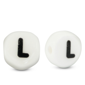 Perline alfabeto in ceramica L bianco-nero