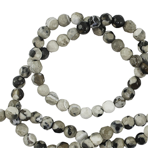 Perline in pietra naturale Agata 3mm sfaccettate effetto grigio beige-nero