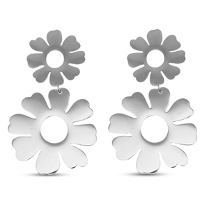 Orecchini in acciaio inossidabile fiore argento
