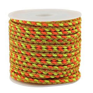 Cordoncino intrecciato alla moda 3mm arancione-giallo-oro