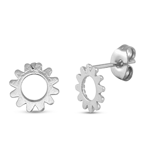 Orecchini in acciaio inossidabile fiore argento