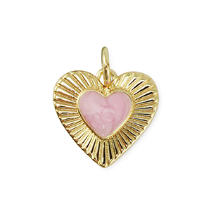 Metallo TQ in ottone ciondolo cuore oro-rosa chiaro marmo