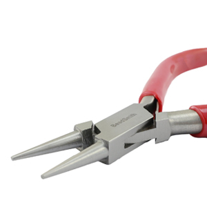 Beadsmith Pinza punta tonda con molla rosso-argento