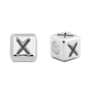 Perline alfabeto di metallo DQ X argento antico (privo di nichel)