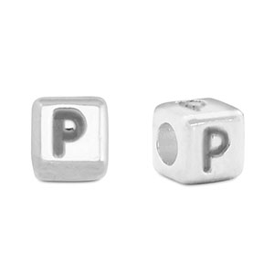Perline alfabeto di metallo DQ P argento antico (privo di nichel)