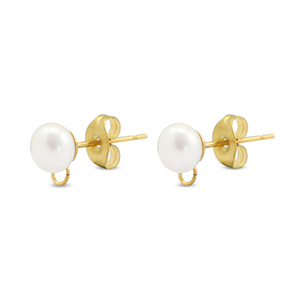 Componenti in acciaio inossidabile orecchini Imitazione di perla con anellino 6mm oro