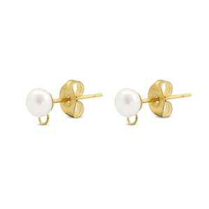 Componenti in acciaio inossidabile orecchini Imitazione di perla con anellino oro
